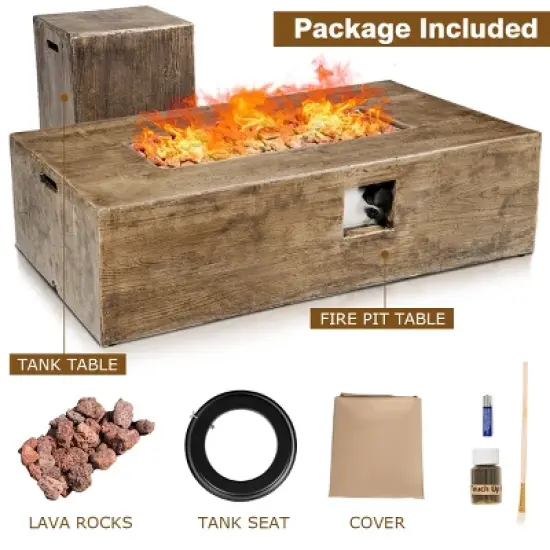 Costway 48''x27'' 50,000 BTU Propane Fire Pit Table Set w/ Side Table Tank Storage & Cover image {9}