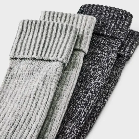 Women's 2pk Lightweight Super Soft Ribbed Knee High Boot Socks - All in Motion&trade; Cream/Black 4-10 image {2}