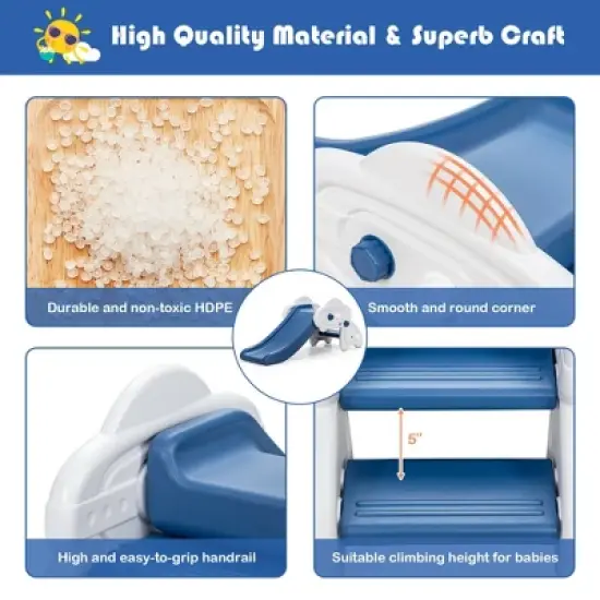 Costway Baby Slide Indoor First Play Climber Slide Set for Boys Girls Blue/Gray image {9}