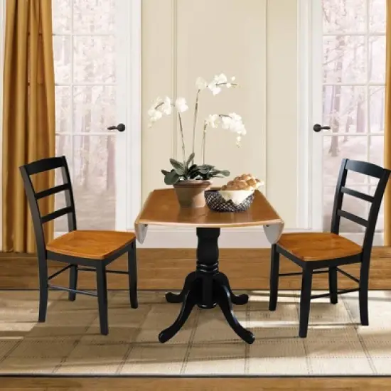 Set of 3 42" Dual  Table with 2 Madrid Chairs Dining Sets Black/Red - International Concepts image {10}