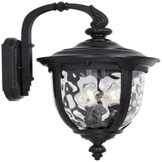 John Timberland Bellagio Vintage Rustic Outdoor Wall Light Fixture Textured Black Downbridge 20 1/2" Clear Hammered Glass for Post Exterior Barn Deck image {5}
