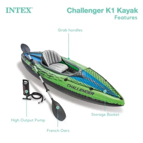 Intex Challenger Inflatable Kayak Set and Accessory Kit with Oars & Pump image {4}