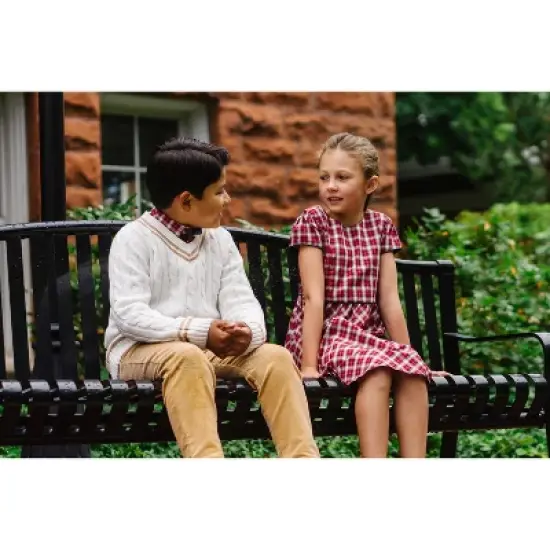 Hope & Henry Girls' Short Sleeve Button Back Schoolgirl Dress, Kids image {5}