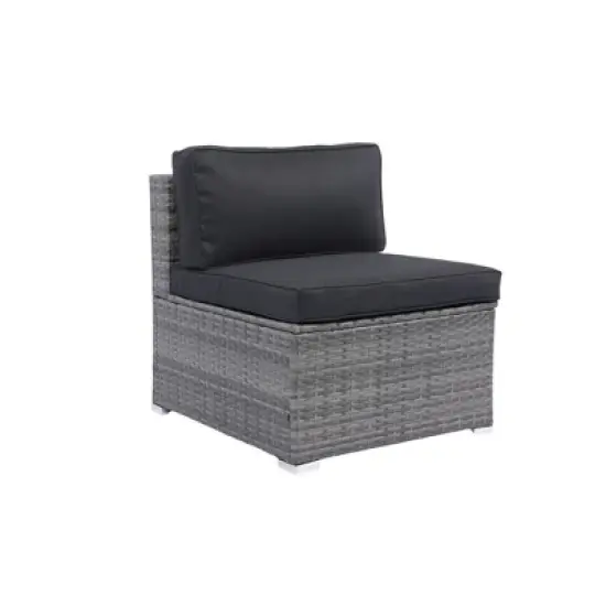 YOOCOZZ Outdoor PE Wicker Daybed & Sectional Sofa with Retractable Canopy and Removable Cushions - Black image {8}