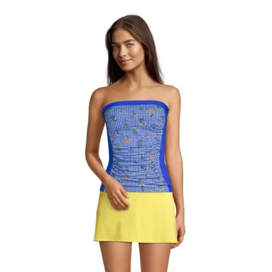 Lands' End Women's Strapless Bandeau Tankini Top Swimsuit with Removable and Adjustable Straps image {6}