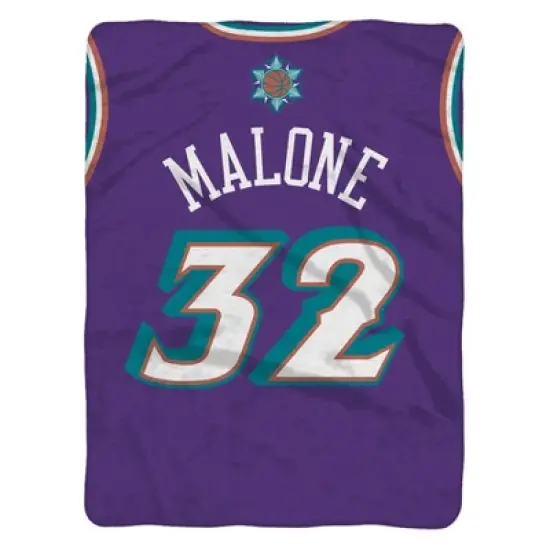 Sleep Squad Utah Jazz Karl Malone 60" x 80" Raschel Plush Jersey Blanket image {1}