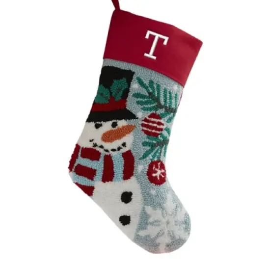 Personalization Mall Snowman Embroidered Initial Hooked Christmas Stockings image {21}