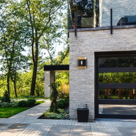 C Cattleya 2-Light Outer Black Inner Gold Aluminum LED Outdoor Wall Sconce (2-Pack) image {5}