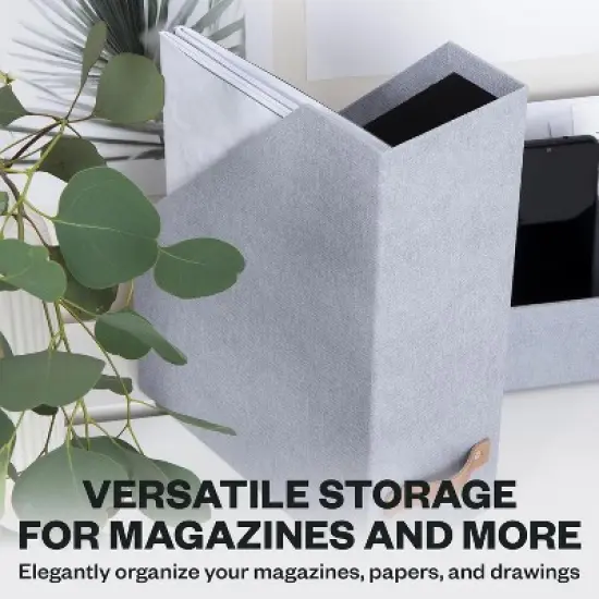 Bigso Estelle Magazine File Holder with Leather Handle &ndash; Desk Organizer for Papers and Catalogs, 12.6" x 4.5" x 9.8" image {3}