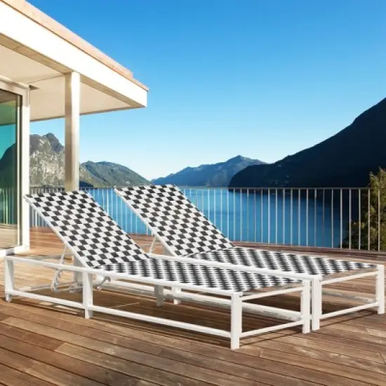 Costway Patio Lounge Chair Chaise Adjustable Reclining Chair Garden Deck Wheel image {3}