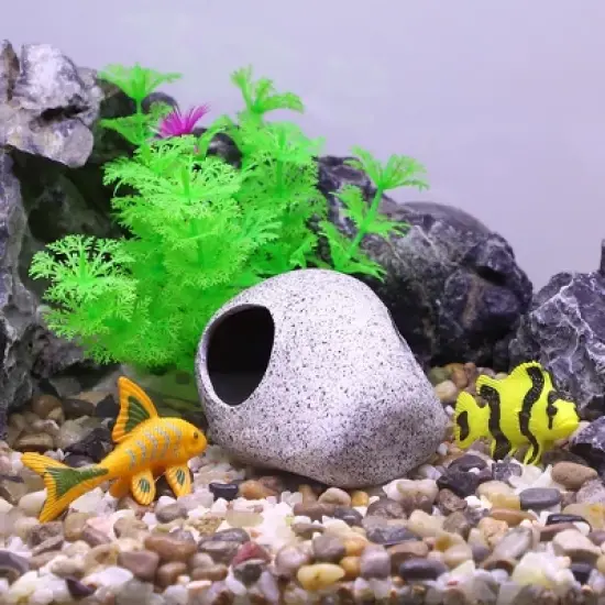 Unique Bargains Ceramic Aquarium Hideaway Rock Cave Fish Tank Decoration Gray 3.39''x2.68''x2.32'' image {5}