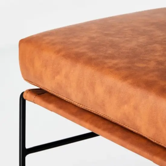 Faux Leather & Metal Ottoman - Black/Brown - Hearth & Hand&trade; with Magnolia image {3}