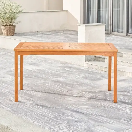 Olina Honey Fish Bone Eucalyptus Wooden Rectangle  Patio Dining Table - Vifah image {2}