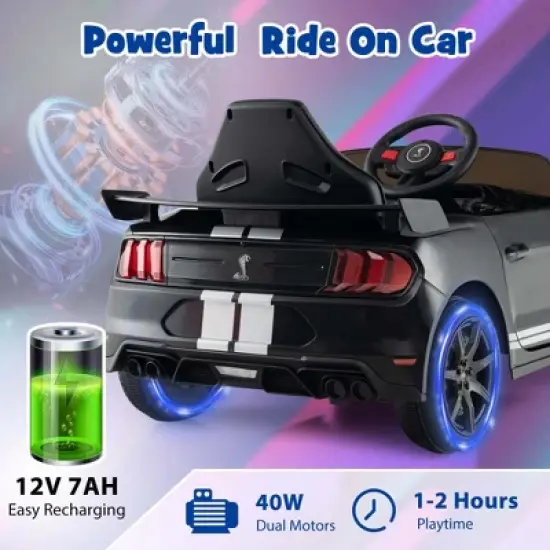 Costway 12V Licensed Ford Mustang Shelby GT500 Kids Ride on Car with Remote Control Black/Navy/Pink/Red image {5}