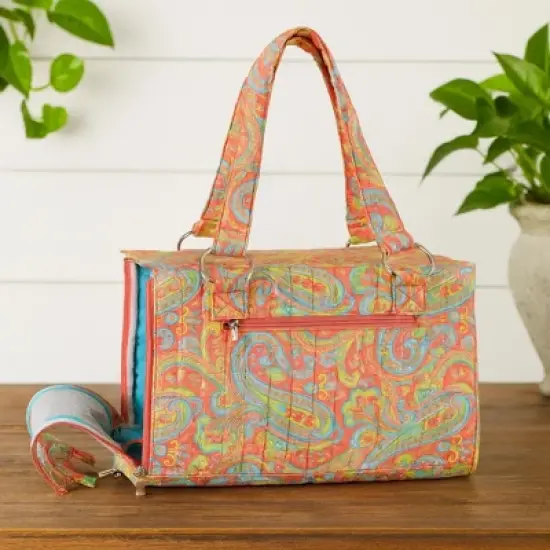 C&F Home Carrera 100% Cotton Quilted Paisley Travel Tote Small Pet Carrier Bag, 9.5" x 14" image {1}