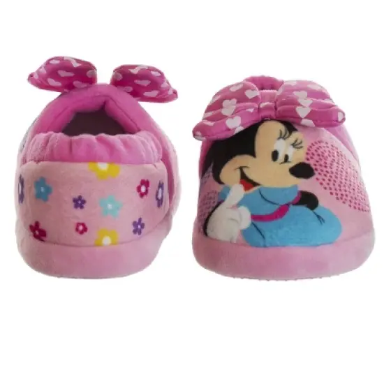 Disney Kids Girl's Minnie Mouse Slippers - Plush Lightweight Warm Comfort Soft Aline House Slippers &ndash; Fuchsia Pink (size 5-12 Toddler-Little Kid) image {5}