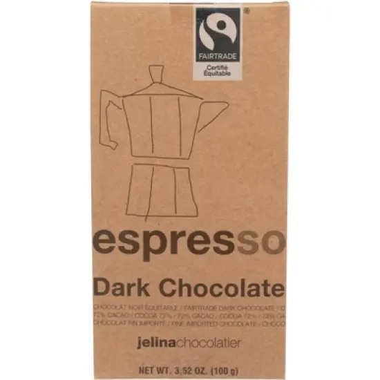 Jelina Chocolatier Espresso Dark Chocolate Bar - Case 8 - 3.52 oz image {1}
