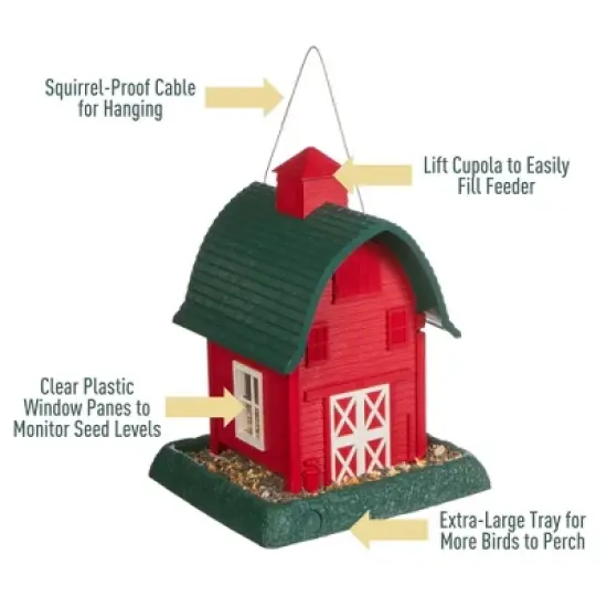 North States Barn Hopper Bird Feeder 13" Red image {5}