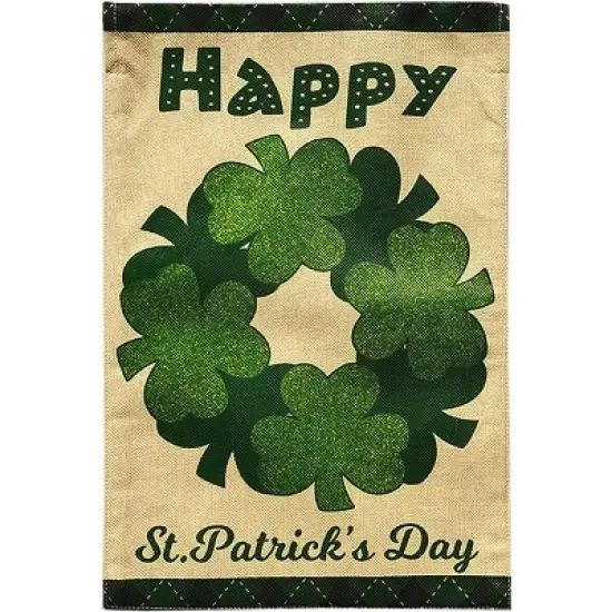 Briarwood Lane Happy St. Patrick's Day Wreath Burlap Garden Flag 18" x 12.5" image {4}