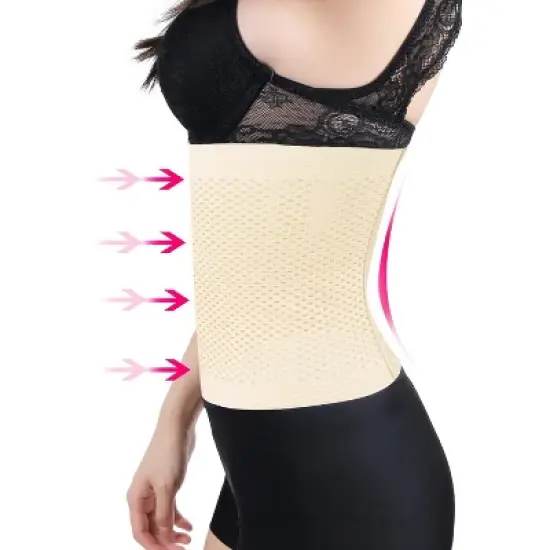 Unique Bargains Mesh Breathable Postpartum Belly Abdominal Shaping Belt Waist Wrapping Shaper Cincher Corset Shapewear Beige L image {3}