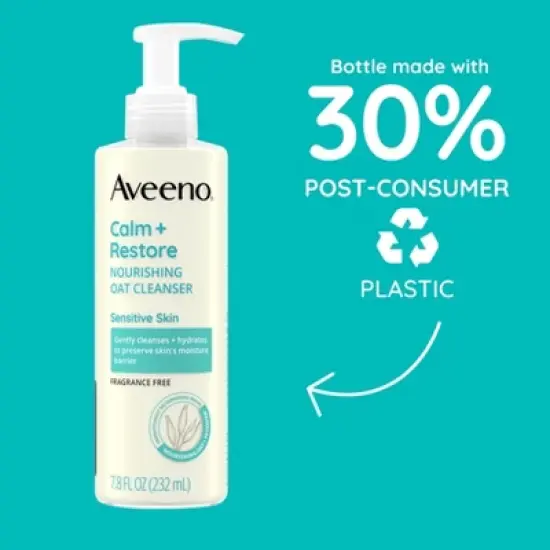 Aveeno Calm + Restore Face Cleanser for Sensitive Skin with Nourishing Oat & Feverfew - Fragrance Free - 7.8 fl oz image {4}
