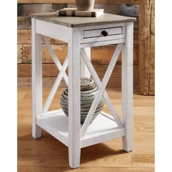 Adalane Side Table White/Gray - Signature Design by Ashley image {1}