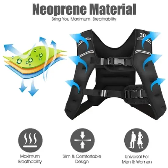 Costway 30LBS Workout Weighted Vest W/Mesh Bag Adjustable Buckle Sports Fitness Training image {4}