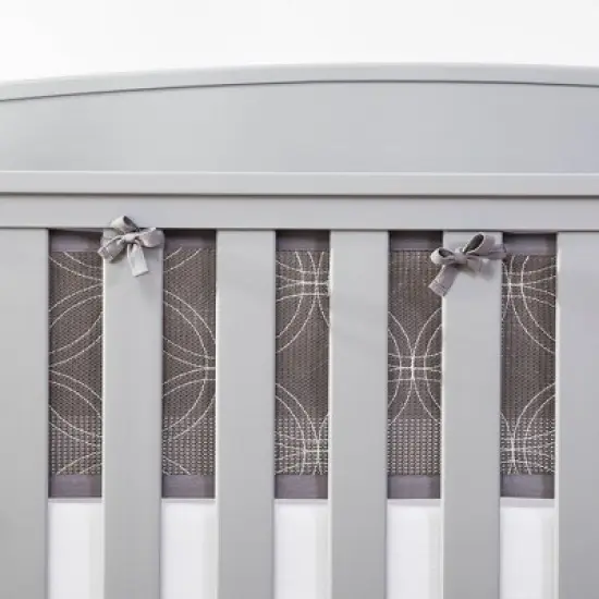 BreathableBaby Breathable Mesh Crib Liner - Deluxe Embroidered Collection - Gray Links image {6}