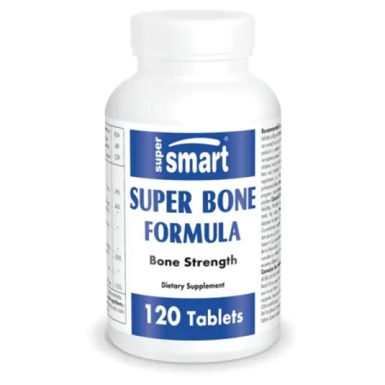 SuperSmart Super Bone Formula - with Calcium, Magnesium, Vitamin K2, D3 & Strontium Supplement | Non-GMO & Gluten Free - 120 Tablets image {1}