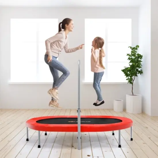 Infans 50" Trampoline for 2 People Foldable Rebouncer w/Adjustable Handrail Red image {7}