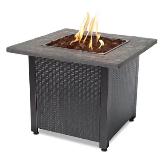 Endless Summer 30 Inch Square 30,000 BTU LP Gas Outdoor Fire Pit Table with Resin Mantel and Protective Cover image {4}