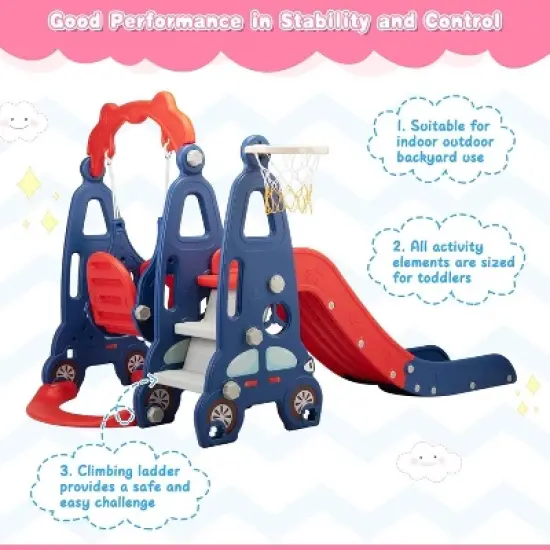 Sandinrayli Freestanding Toddler Slide Swing Set PINK 37 image {10}