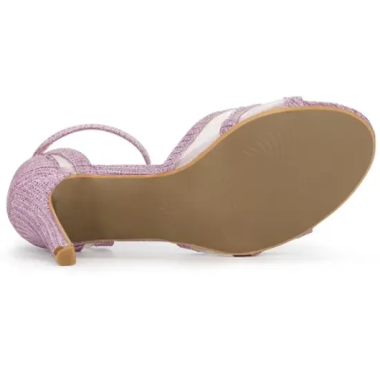 Allegra K Women's Glitter Ankle Strap Stiletto Heels image {4}