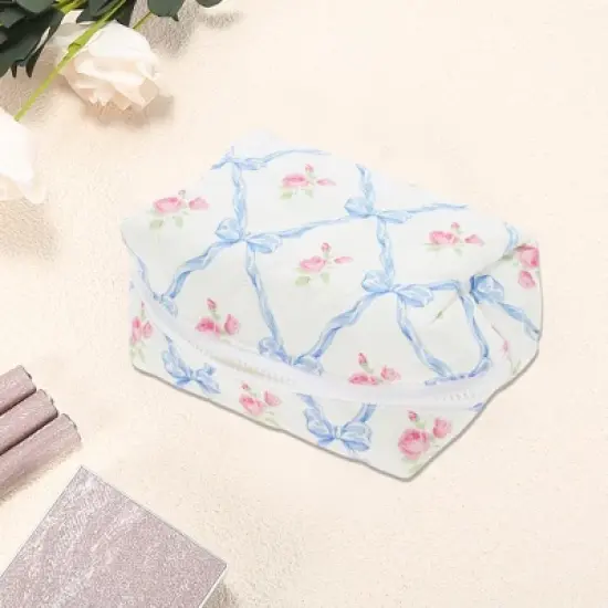Unique Bargains Rectangle Bow Makeup Bag 1 Pc image {2}