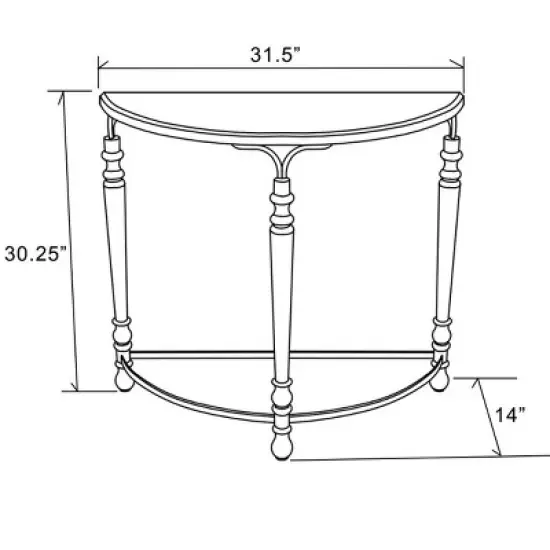 LuxenHome Rustic Wood and Metal Half Moon Console and Entry Table image {7}