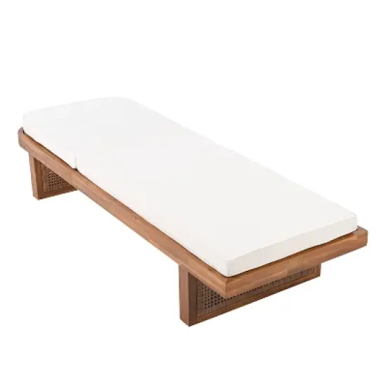 Christopher Knight Home Rourke Modern Outdoor Acacia Wood Rattan Lounge Chair with Cushion image {6}