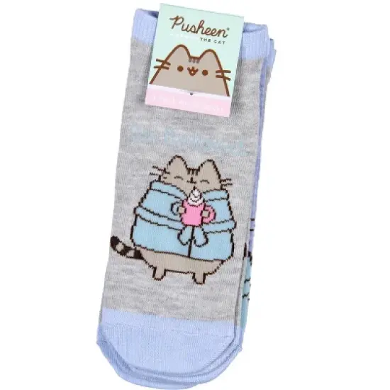 Pusheen The Cat So Relaxed No Show Ankle Socks Size 5-9 - 3 Pair Blue image {5}