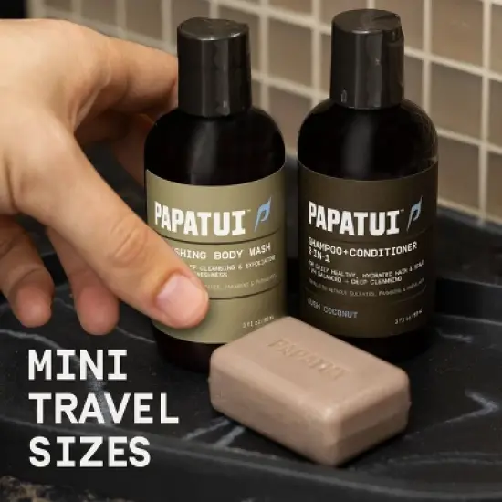 Papatui Men's Paraben-Free and Sulfate-Free Clean Hair and Scalp 2-in-1 Shampoo and Conditioner - Lush Coconut - Trial and Travel Size - 3 fl oz image {2}