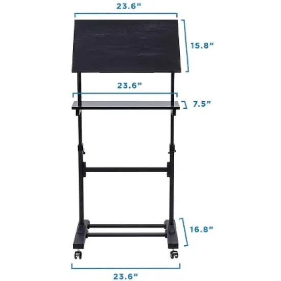 Mount-It! Mobile Stand Up Desk | Portable Podium and Presentation Lectern Height-Adjustable Multi-Purpose Standing Workstation | Black image {9}