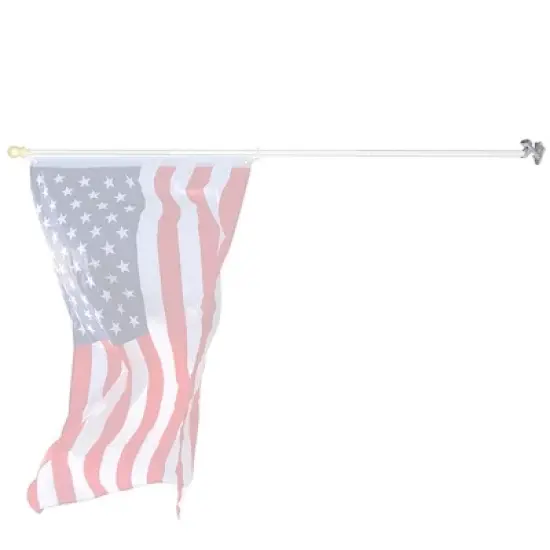 Yescom&trade; 2 Positions 1" Flag Pole Bracket Wall Mount Flagpole Holder Home Outdoor Silver image {5}