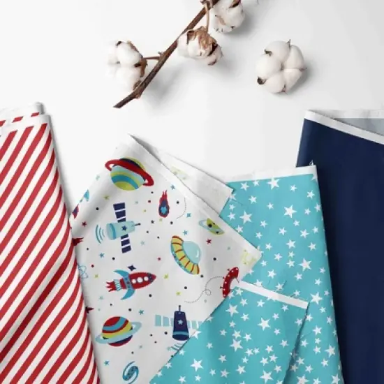 Bacati - Space Multicolor Boys Collapsible Laundry Hamper image {1}