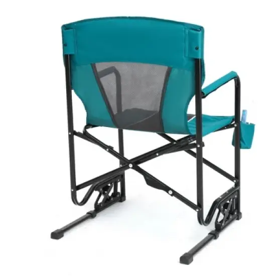 Sevobal Outdoor Portable Chairs Freestyle Rocker Camping Chair with Durable Armrests and Drink Holder for Patio and Backyard, Blue, 36.02"*4.92"*25.2" image {4}