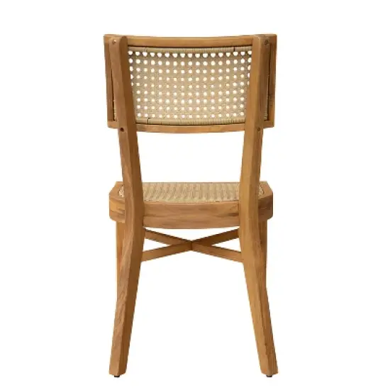 Christopher Knight Home Dahlia Patio Rustic Acacia Wood Wicker Dining Chair (Set of 2) image {6}