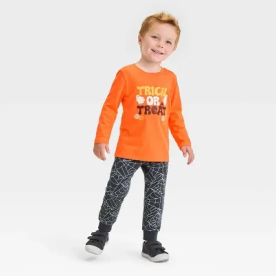 Toddler Boys' Halloween Long Sleeve T- Shirt and Pull-On Pants - Cat & Jack&trade; Orange image {2}