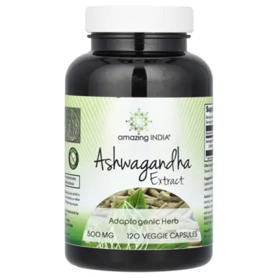 Amazing India Ashwagandha Extract, 500 mg, 120 Veggie Capsules image {3}