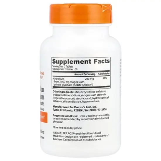 Doctor's Best High Absorption Magnesium, 120 Tablets, (100 mg per Tablet) image {1}
