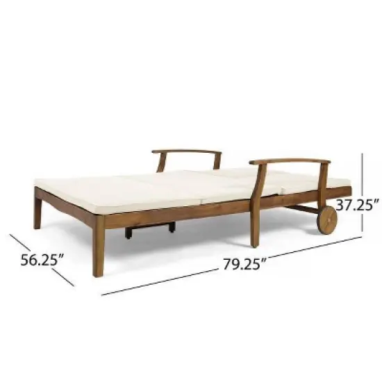 Perla Acacia Wood Double Chaise Lounge - Christopher Knight Home image {7}