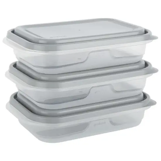 GoodCook EveryWare Rectangle Food Storage Containers - 4 Cups - 6pcs/3ct - Gray image {1}
