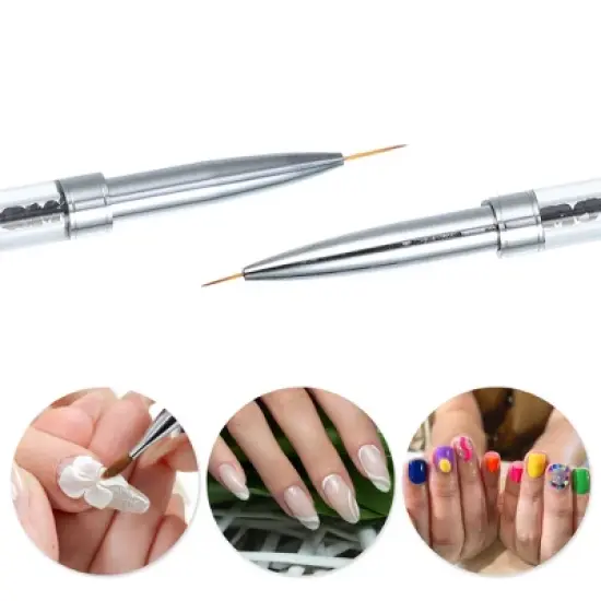 Unique Bargains Double-Headed Nail Art Liner Brush Black 1 Pc image {1}