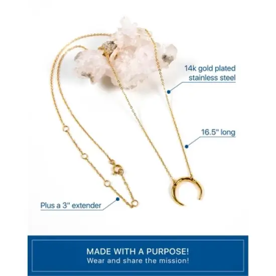 Benevolence LA Half Moon Necklace For Women - 14k Gold Dipped image {5}